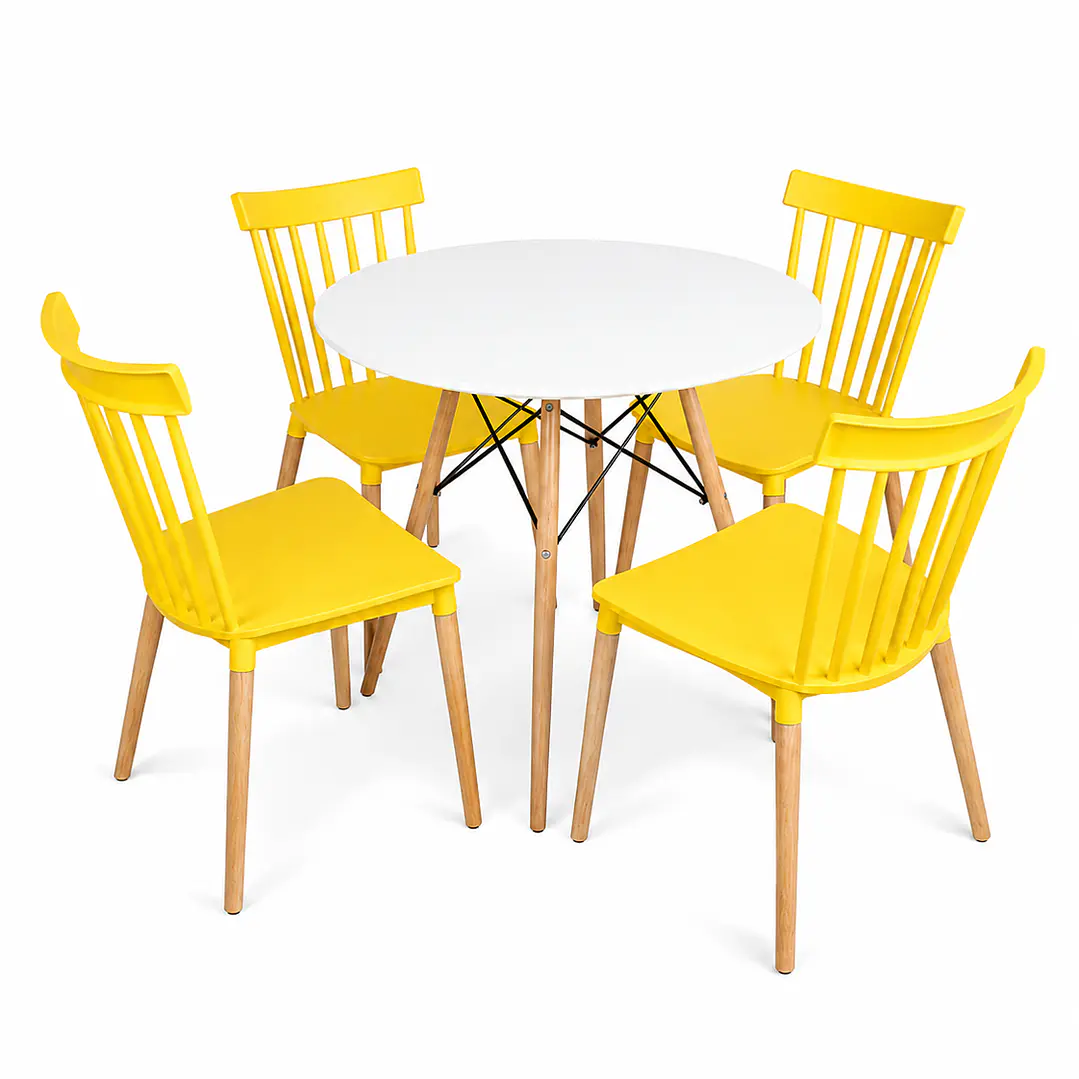 Comedor Letonia (Mesa Melamina redonda blanca + 4 Sillas Windsor) 7