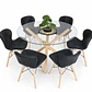 Comedor Bruselas (Mesa redonda vidrio pata cruz + Silla Radar Eco-cuero) - Miniatura 1