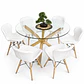 Comedor Bruselas (Mesa redonda vidrio pata cruz + Silla Radar Eco-cuero) - Miniatura 2