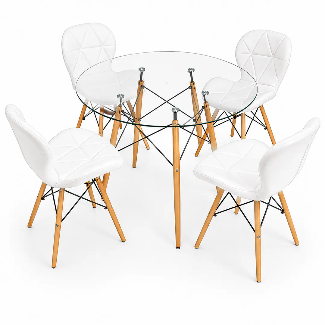 Comedor Italia (Mesa Redonda Vidrio + 4 Sillas Radar) 2