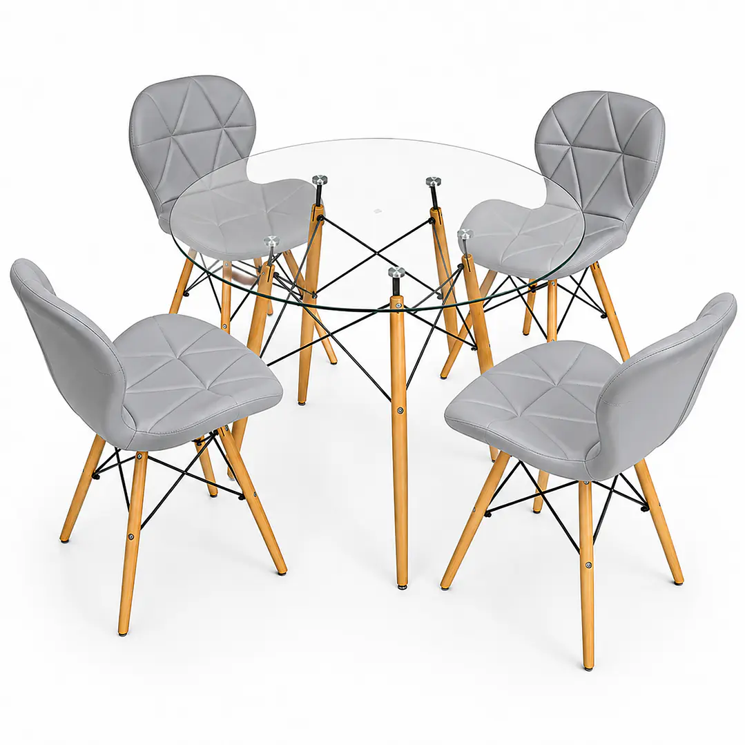Comedor Italia (Mesa Redonda Vidrio + 4 Sillas Radar) 3