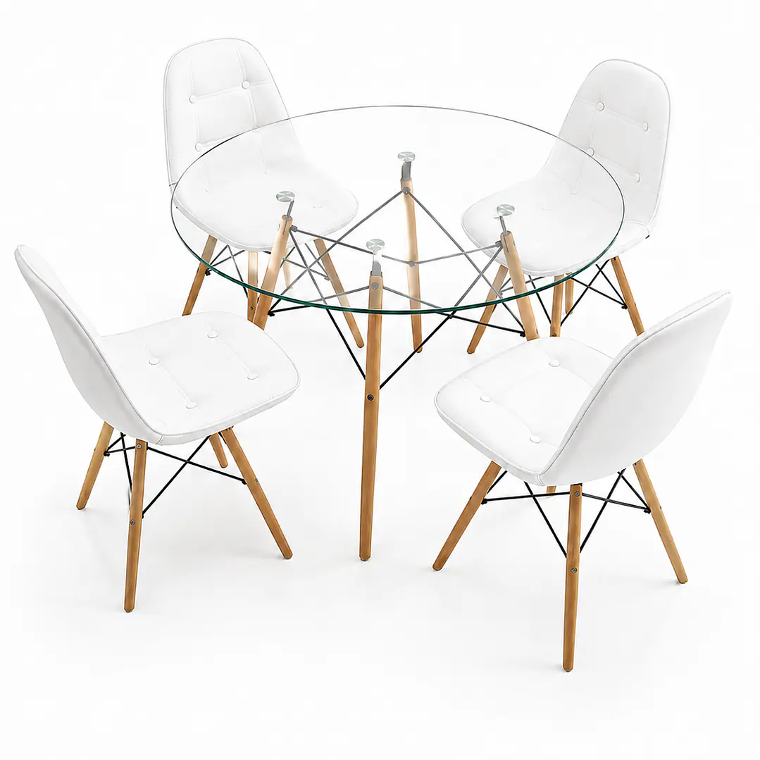 Comedor Turquía (Mesa Redonda Vidrio + 4 Sillas Buckle) 3