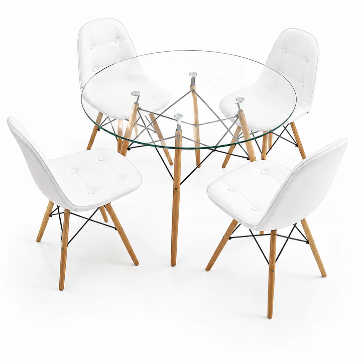 Comedor Turquía (Mesa Redonda Vidrio + 4 Sillas Buckle) 3