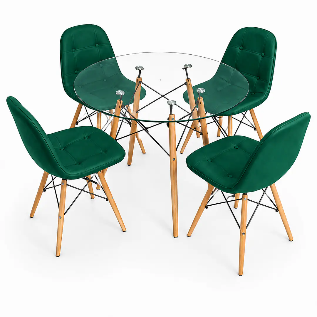 Comedor Turquía (Mesa Redonda Vidrio + 4 Sillas Buckle) 4