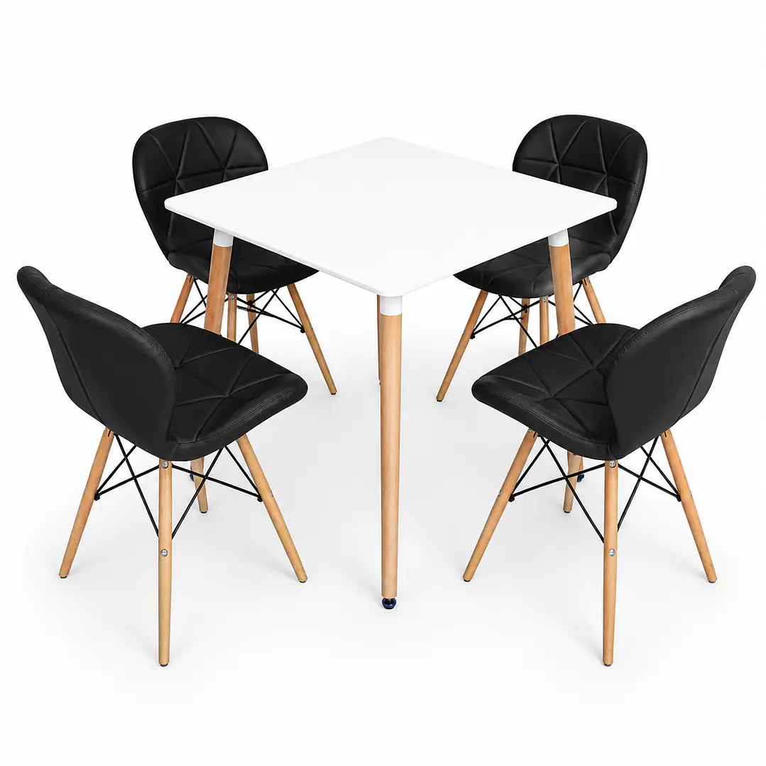 Comedor Mariposa (Mesa melamina Cuadrada blanca + Silla Radar) 2