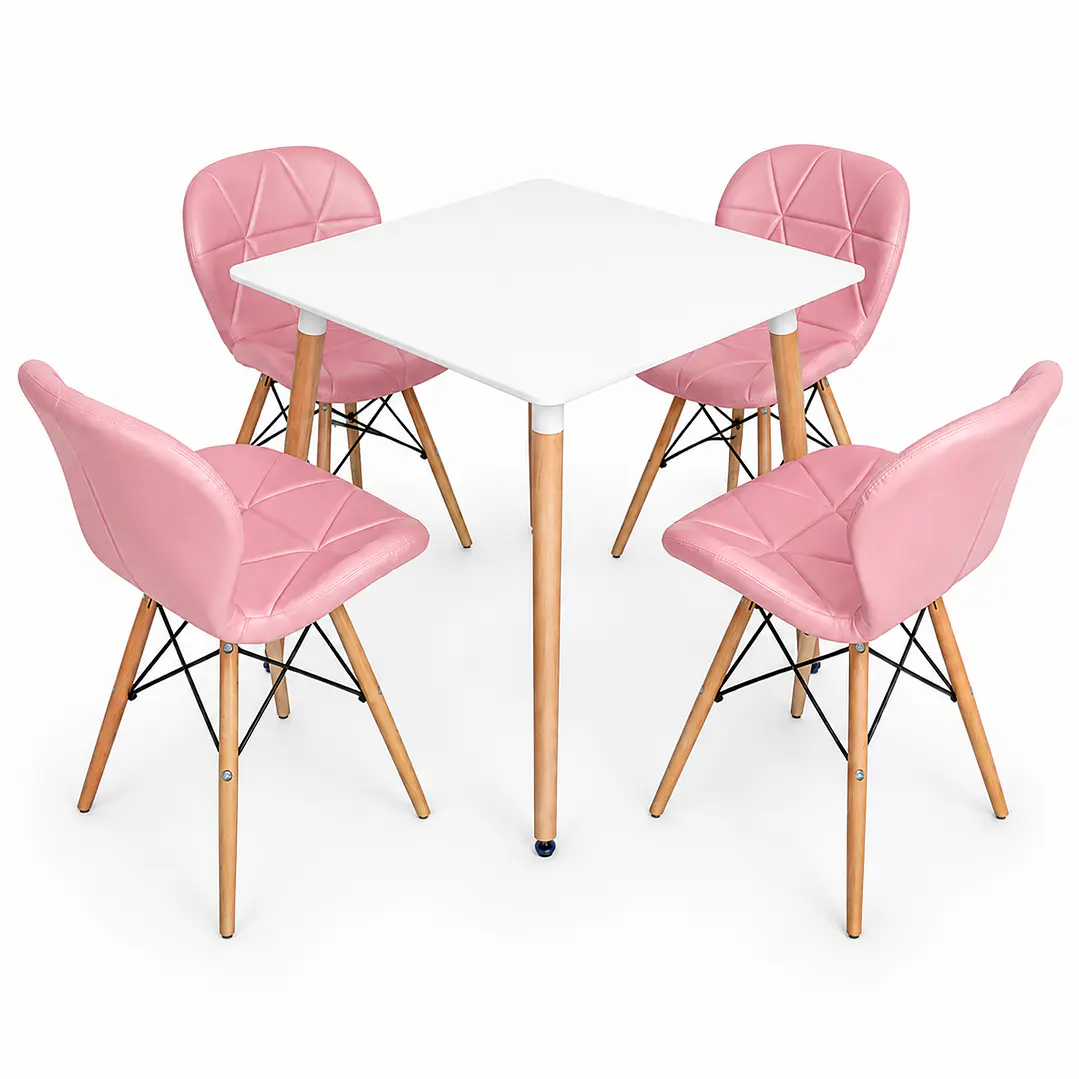Comedor Mariposa (Mesa melamina Cuadrada blanca + Silla Radar) 3