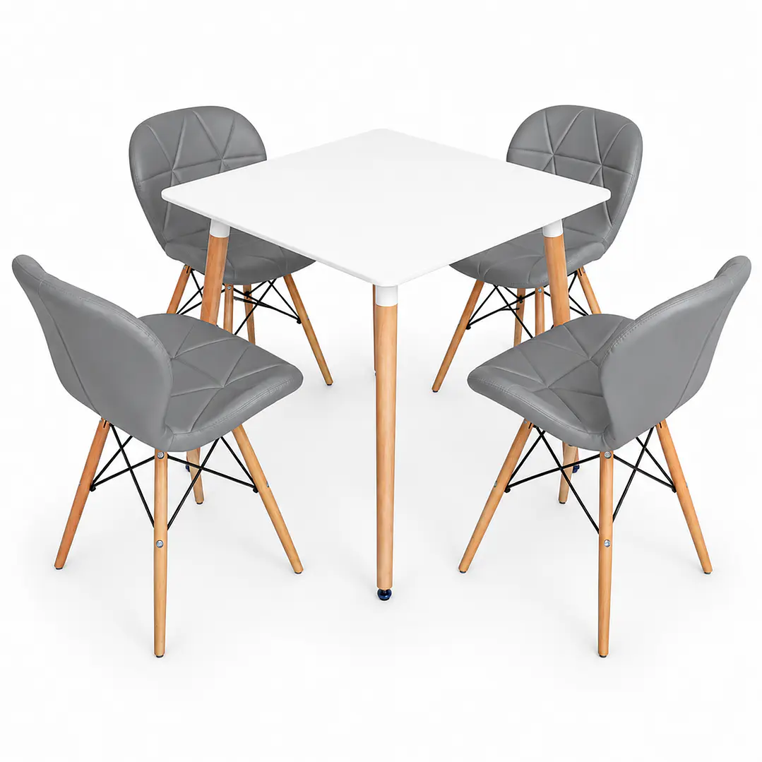 Comedor Mariposa (Mesa melamina Cuadrada blanca + Silla Radar) 4