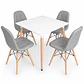 Comedor Cuadrado Botton (Mesa Melamina Cuadrada Blanca + 4 Sillas Buckle) - Miniatura 2