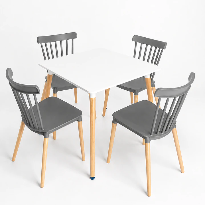 Comedor Atalanta (Mesa Melamina cuadrada blanca + 4 Sillas Windsor) 1
