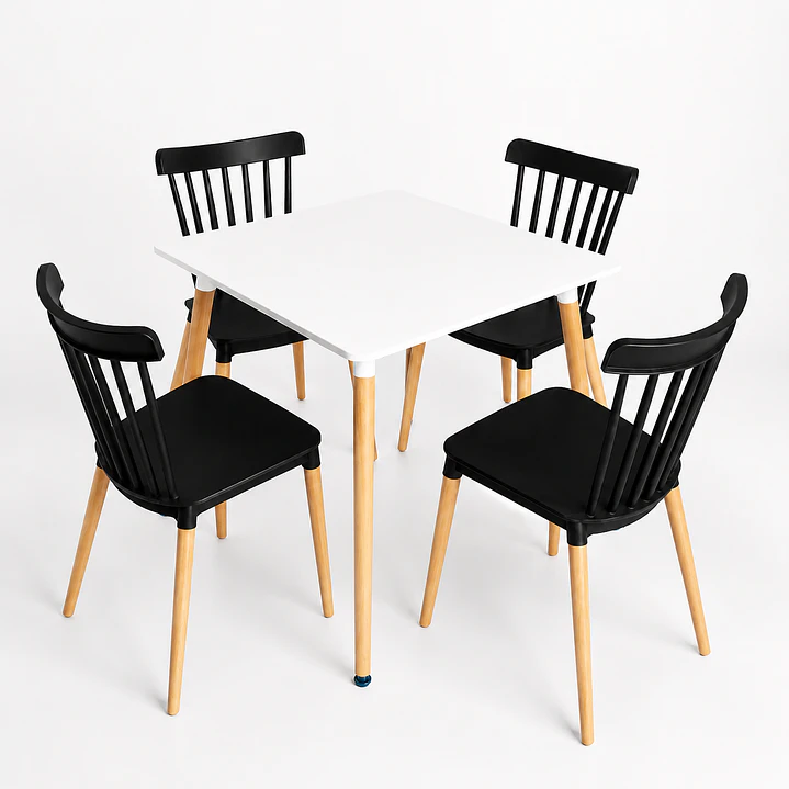 Comedor Atalanta (Mesa Melamina cuadrada blanca + 4 Sillas Windsor) 2