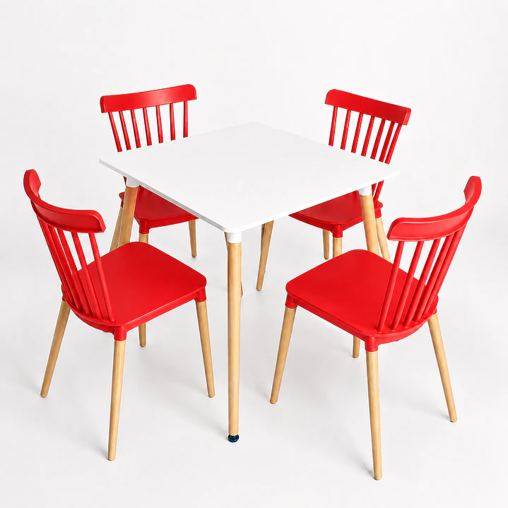 Comedor Atalanta (Mesa Melamina cuadrada blanca + 4 Sillas Windsor) 3