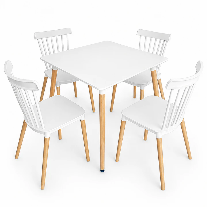 Comedor Atalanta (Mesa Melamina cuadrada blanca + 4 Sillas Windsor) 4