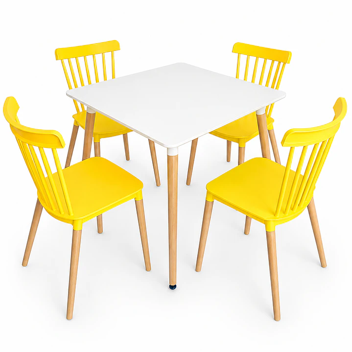 Comedor Atalanta (Mesa Melamina cuadrada blanca + 4 Sillas Windsor) 5