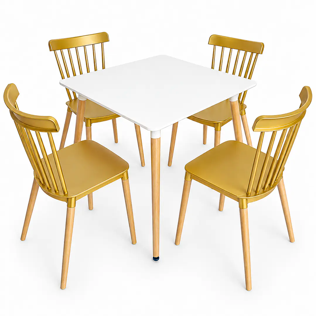Comedor Atalanta (Mesa Melamina cuadrada blanca + 4 Sillas Windsor) 6