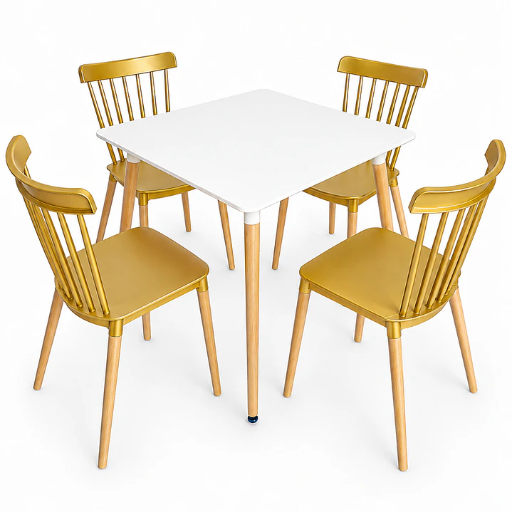 Comedor Atalanta (Mesa Melamina cuadrada blanca + 4 Sillas Windsor) 6