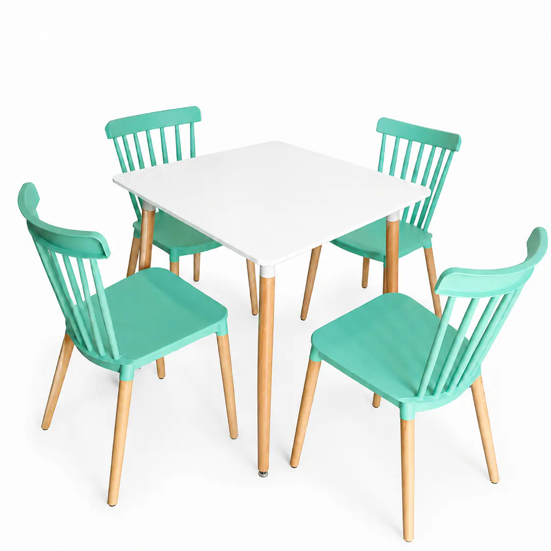 Comedor Atalanta (Mesa Melamina cuadrada blanca + 4 Sillas Windsor) 7