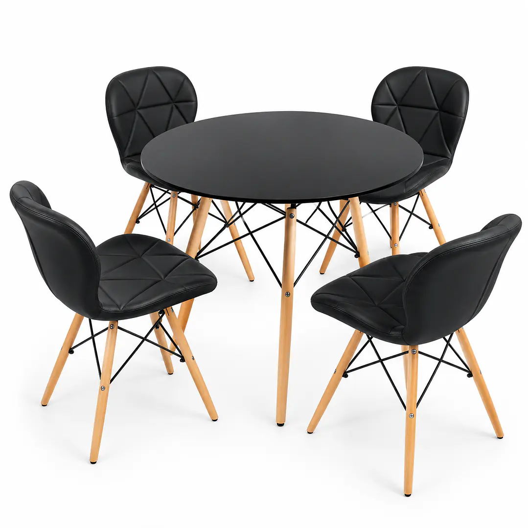 Comedor Ucrania (Mesa Eames Negro + 4 Sillas Radar) 1