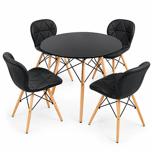 Comedor Ucrania (Mesa Eames Negro + 4 Sillas Radar)
