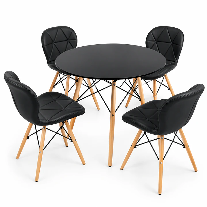 Comedor Ucrania (Mesa Eames Negro + 4 Sillas Radar) 1
