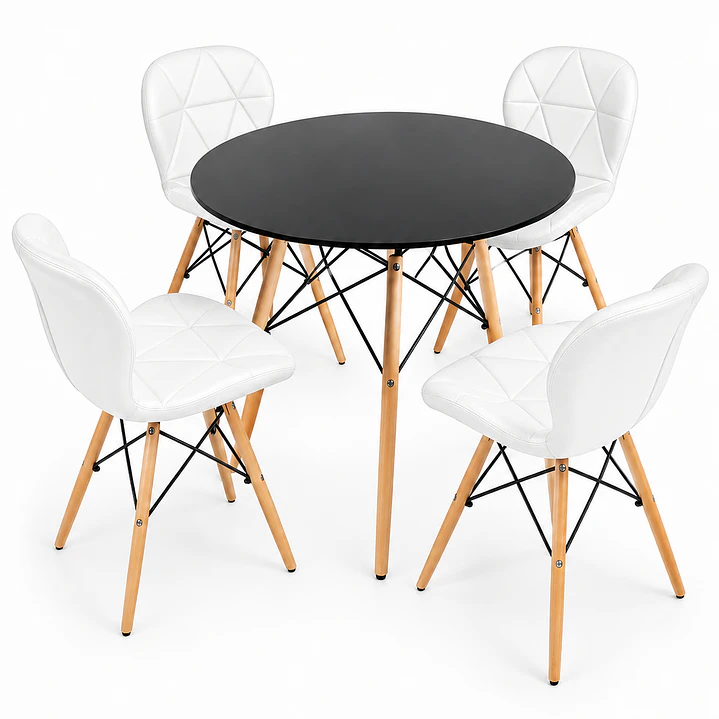 Comedor Ucrania (Mesa Eames Negro + 4 Sillas Radar) 2