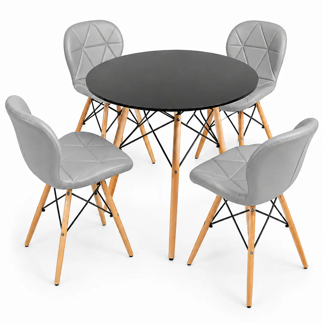 Comedor Ucrania (Mesa Eames Negro + 4 Sillas Radar) 3