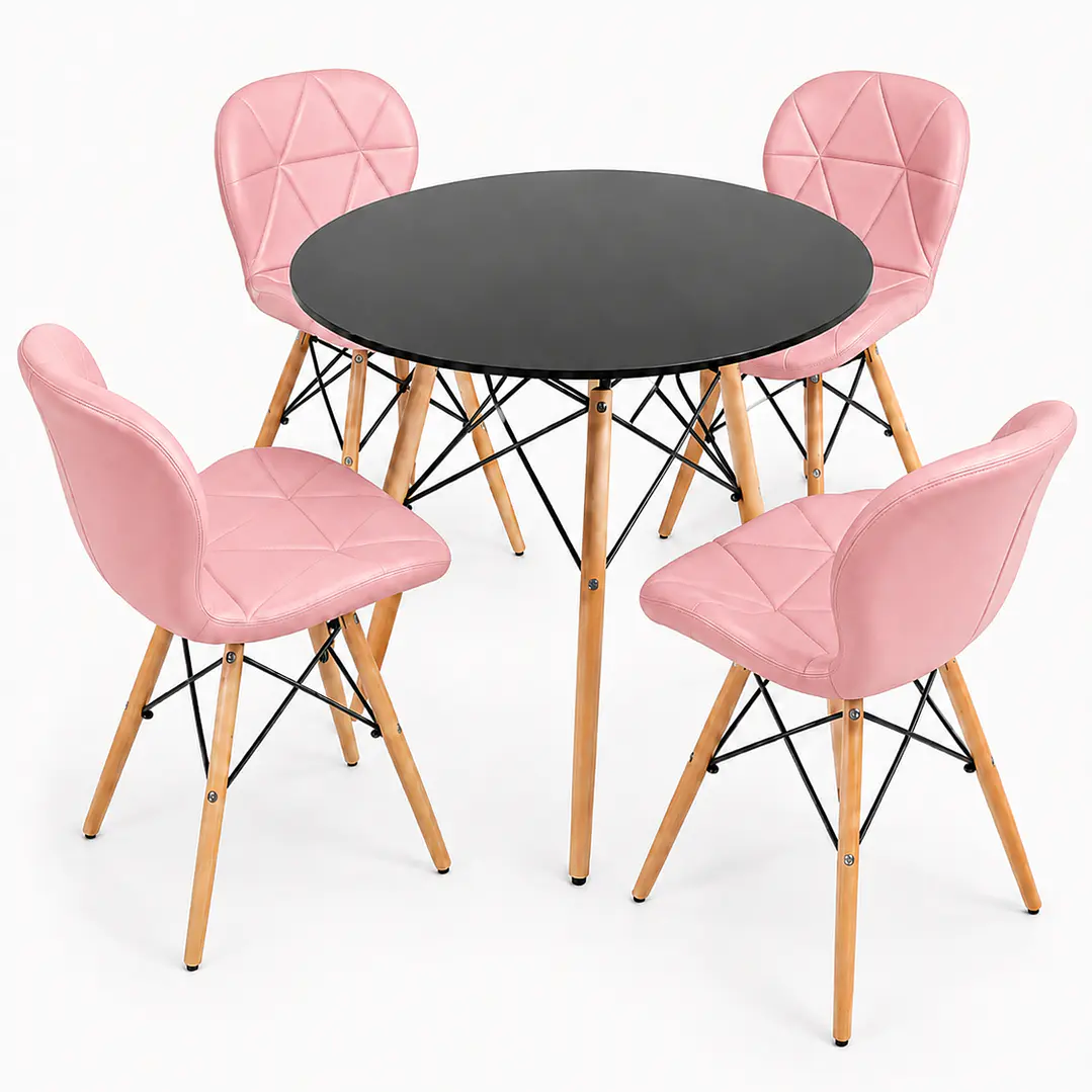Comedor Ucrania (Mesa Eames Negro + 4 Sillas Radar) 4