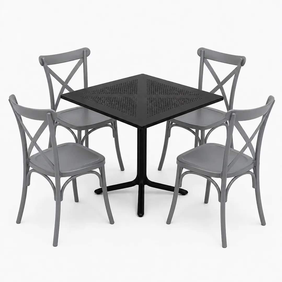 Comedor Malta (Mesa cuadrada polipropileno + 4 sillas Crossback) 2