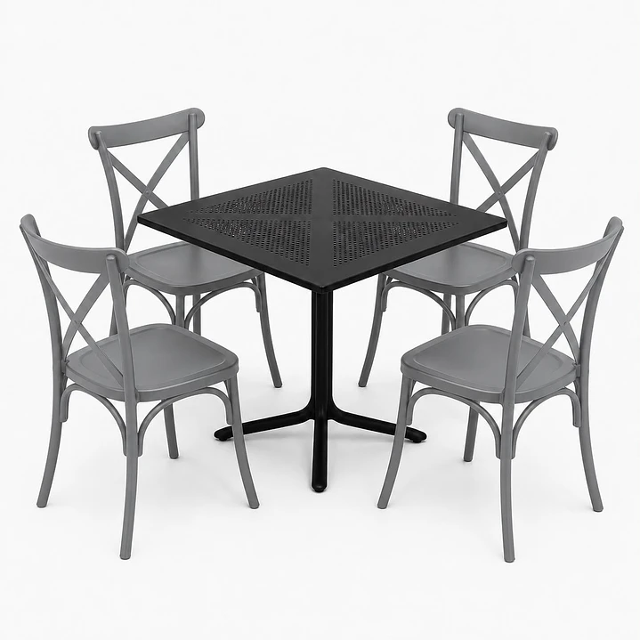Comedor Malta (Mesa cuadrada polipropileno + 4 sillas Crossback) 2