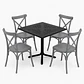 Comedor Malta (Mesa cuadrada polipropileno + 4 sillas Crossback) - Miniatura 2