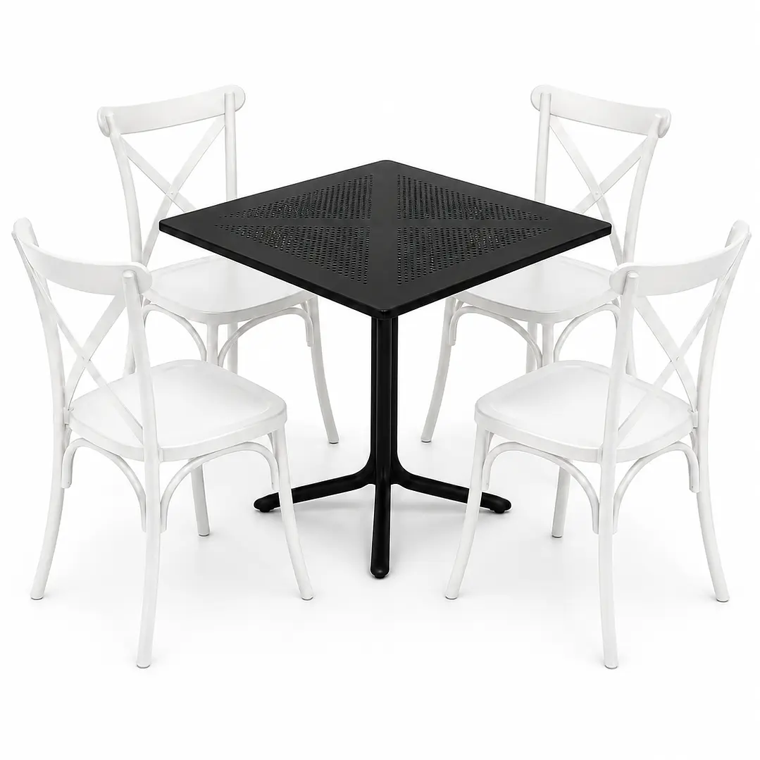 Comedor Malta (Mesa cuadrada polipropileno + 4 sillas Crossback) 3