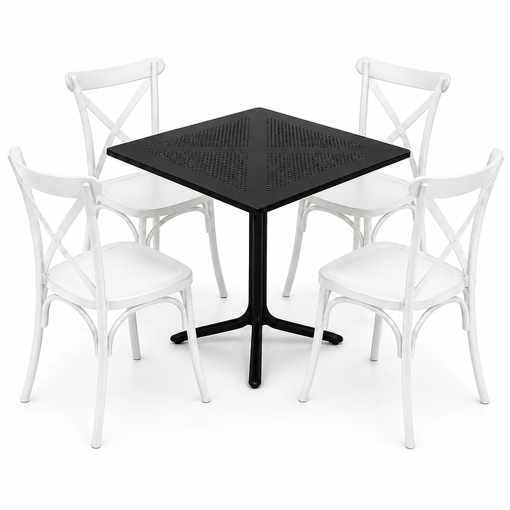Comedor Malta (Mesa cuadrada polipropileno + 4 sillas Crossback) 3