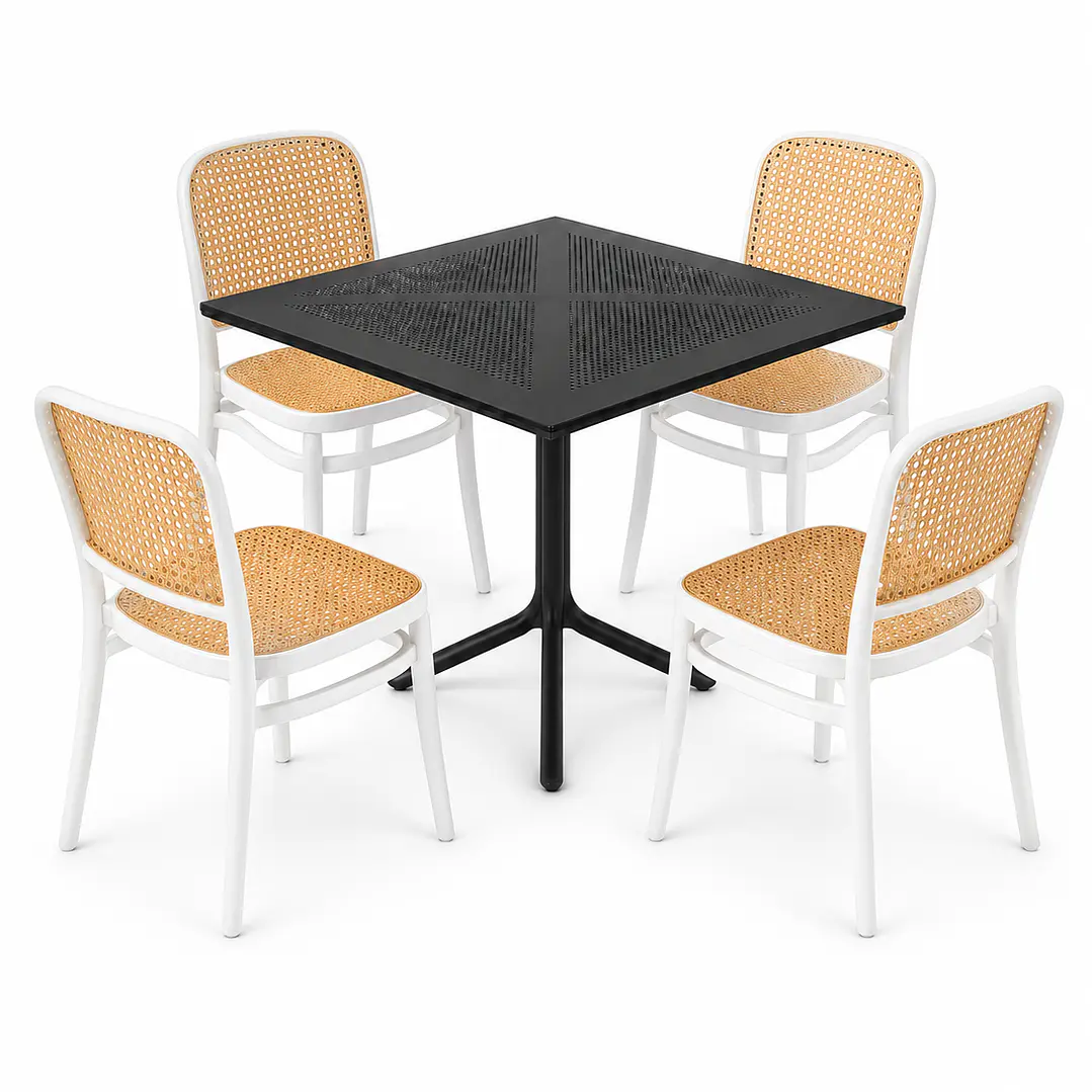 Comedor Bután (Mesa cuadrada polipropileno + 4 sillas Lombardia)  2