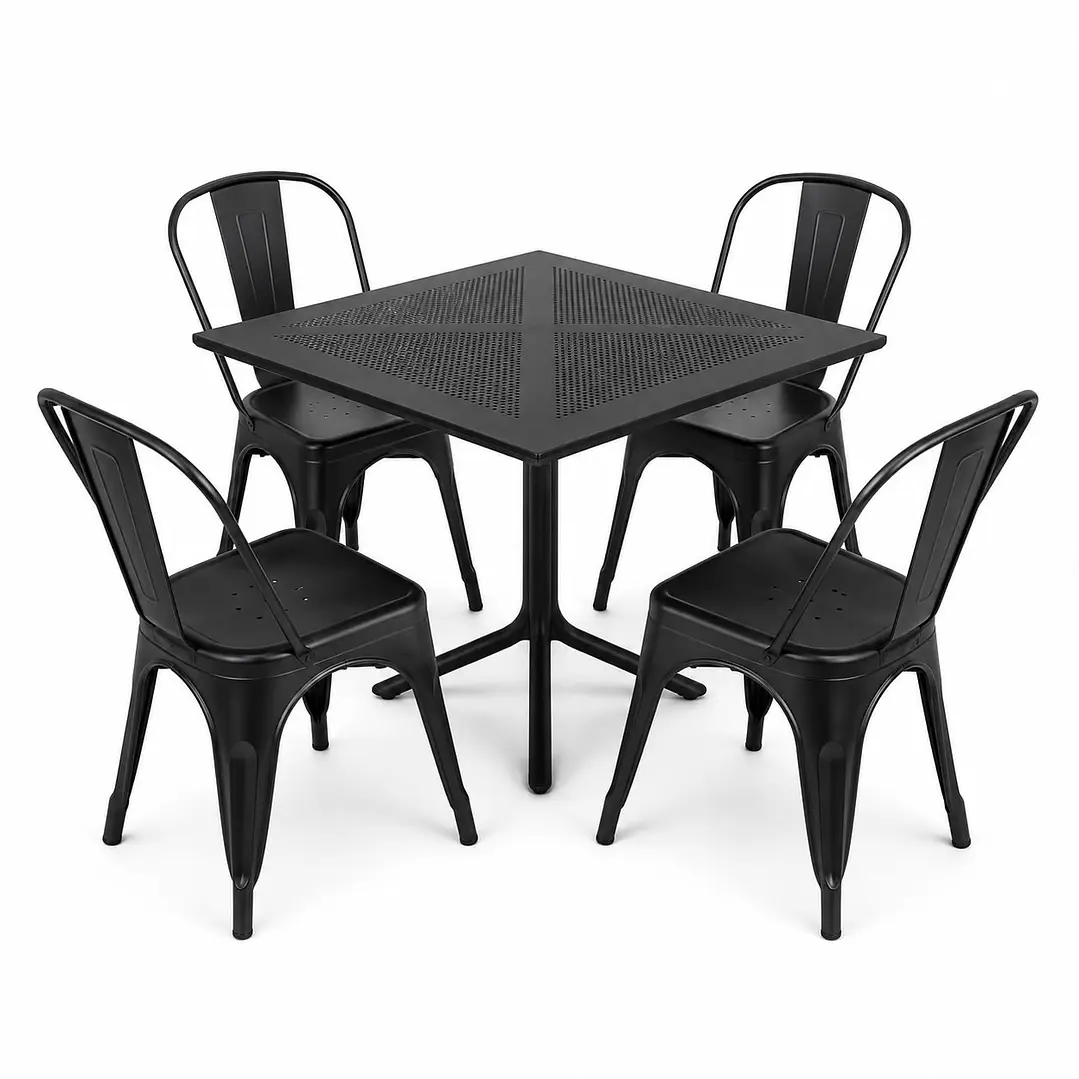 Comedor Nepal (Mesa cuadrada polipropileno + 4 sillas tolix)  1