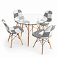 Comedor Estocolmo (Mesa Redonda Vidrio + 4 Sillas Patchwork) - Miniatura 3