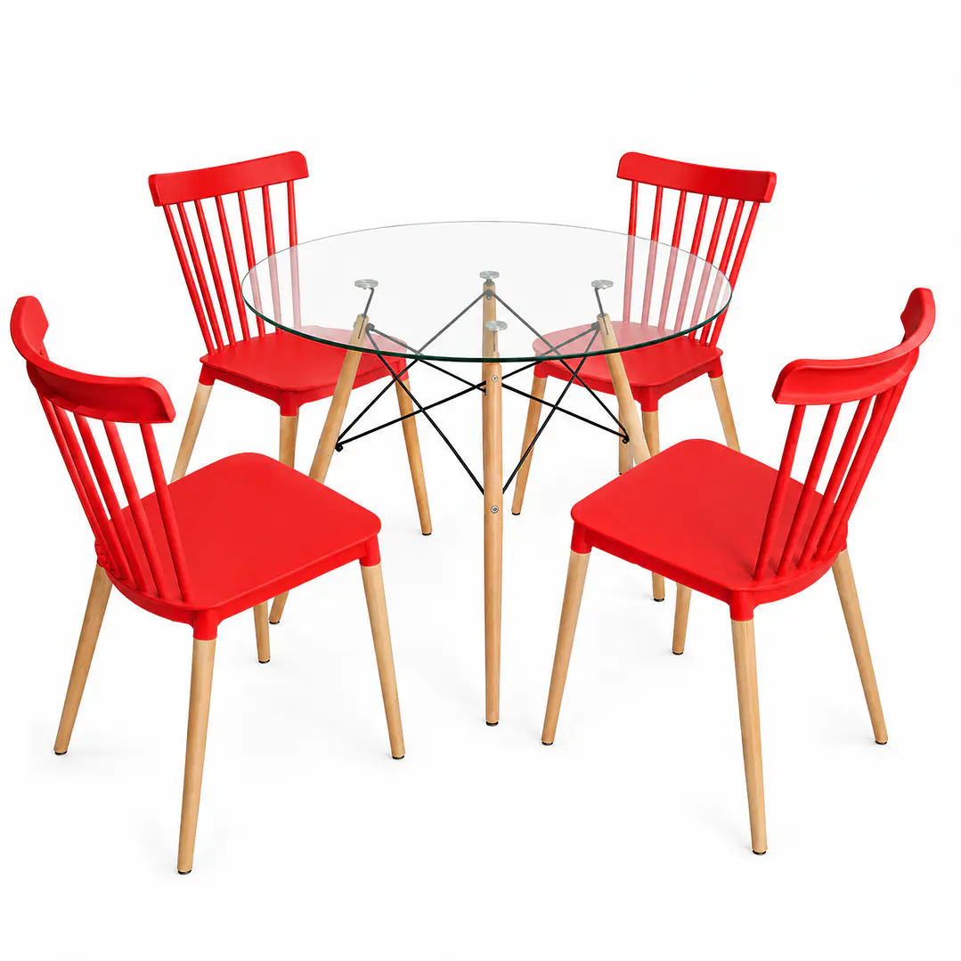 Comedor Heidi (Mesa redonda Vidrio + 4 Sillas Windsor)  3