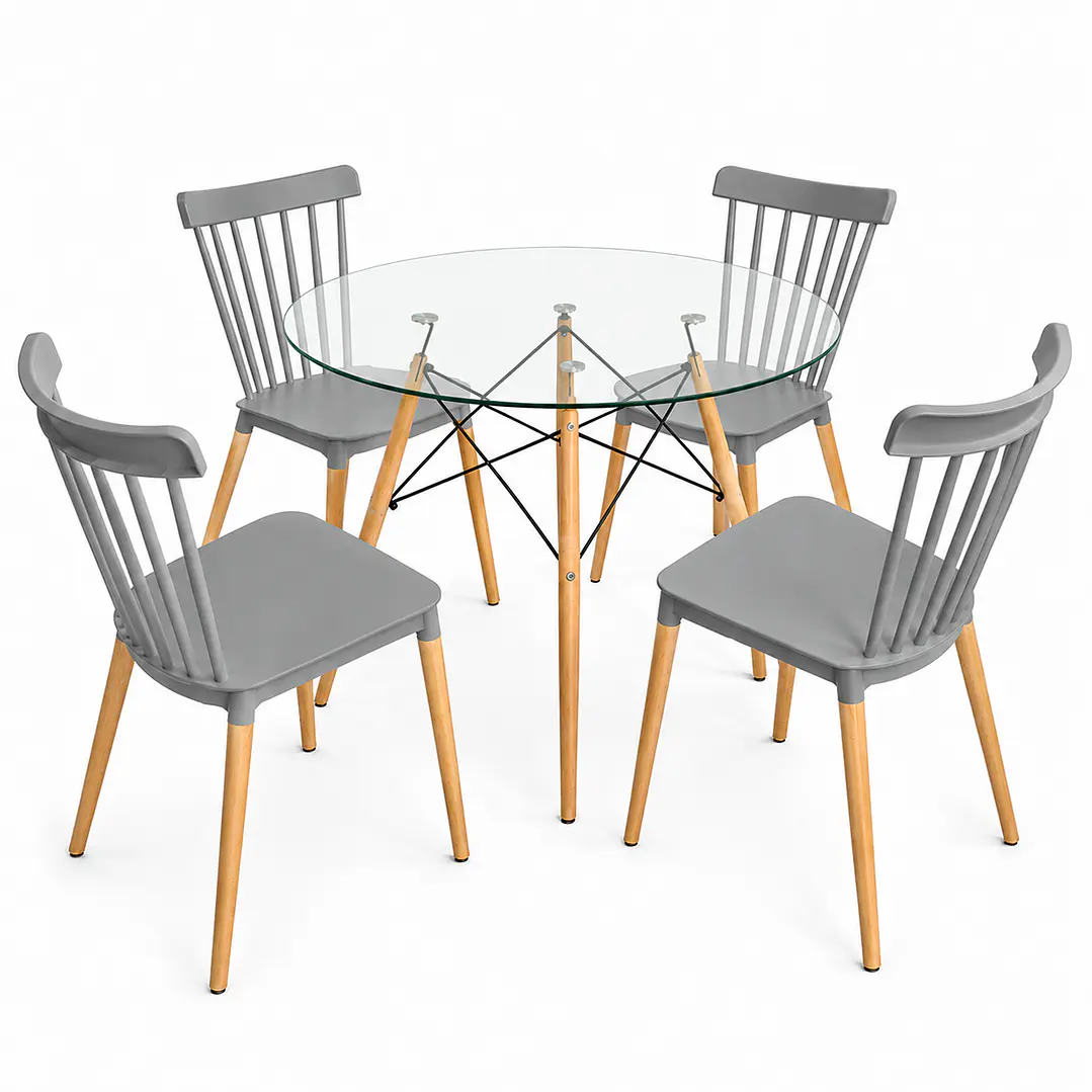 Comedor Heidi (Mesa redonda Vidrio + 4 Sillas Windsor)  4