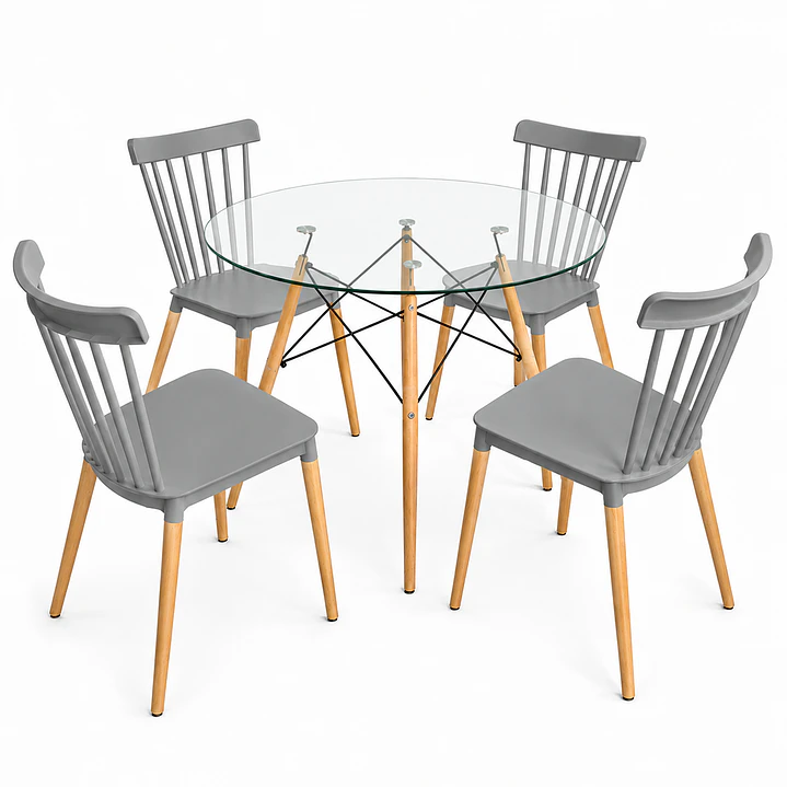 Comedor Heidi (Mesa redonda Vidrio + 4 Sillas Windsor)  4