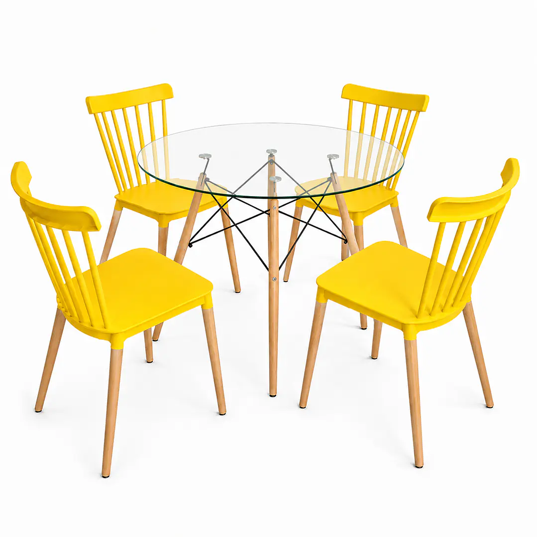 Comedor Heidi (Mesa redonda Vidrio + 4 Sillas Windsor)  5