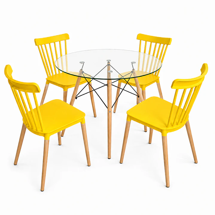 Comedor Heidi (Mesa redonda Vidrio + 4 Sillas Windsor)  5