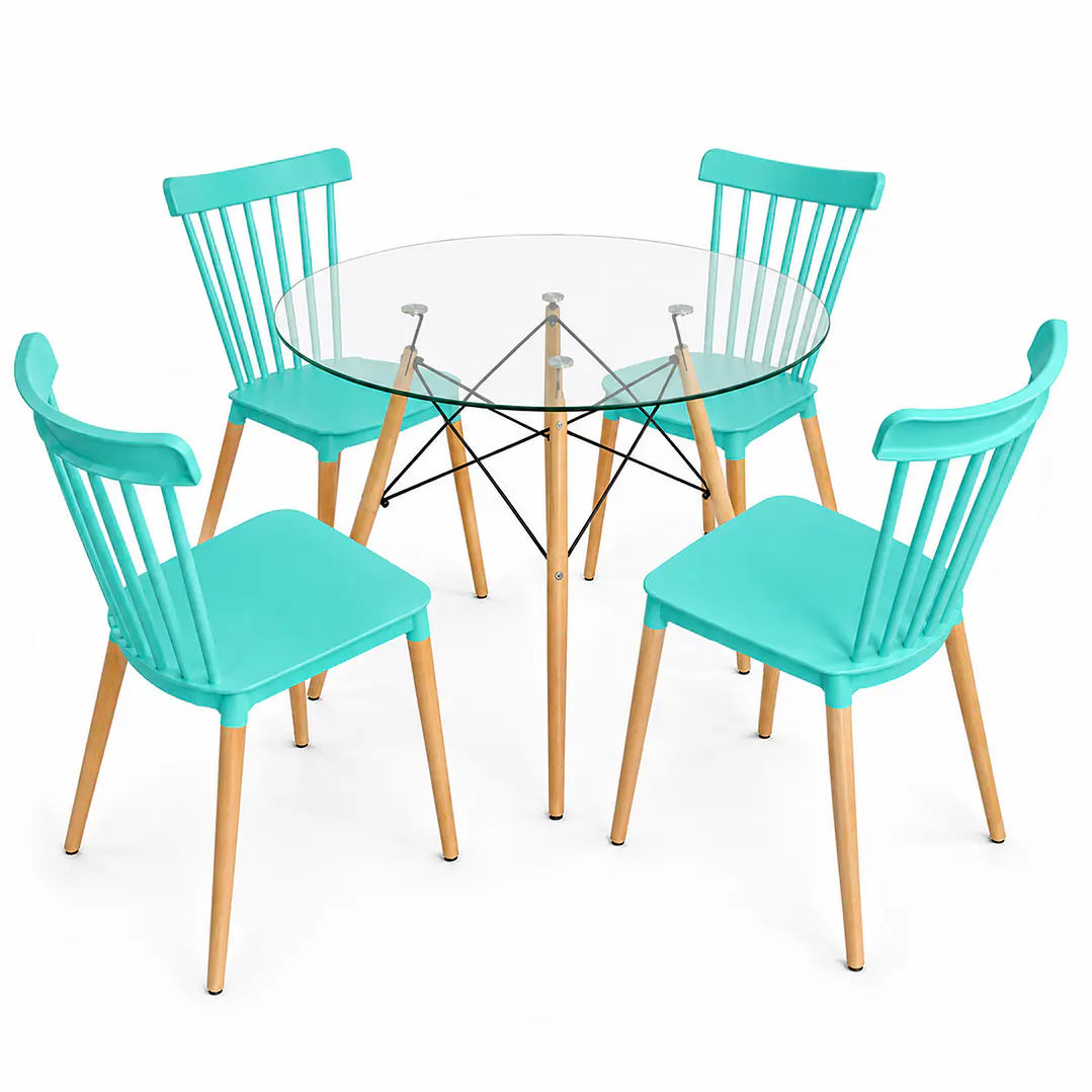 Comedor Heidi (Mesa redonda Vidrio + 4 Sillas Windsor)  6