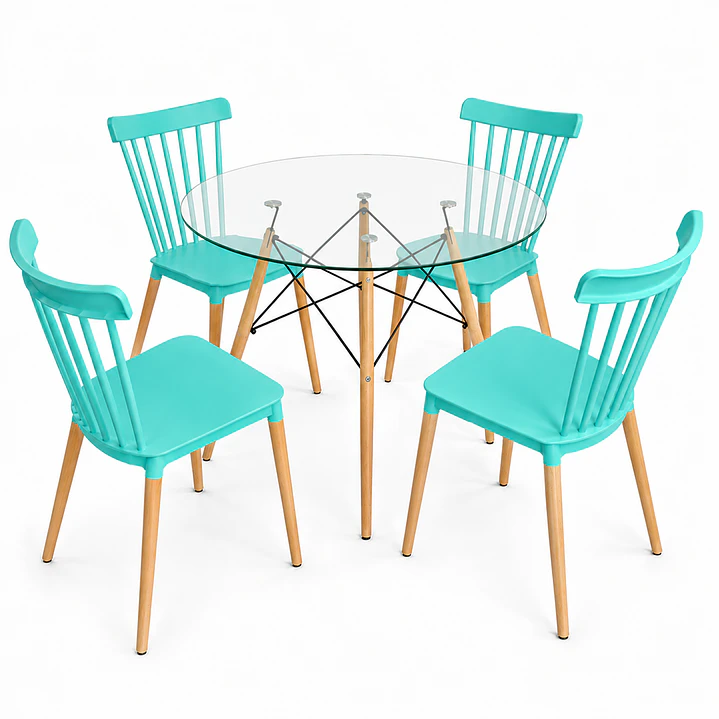 Comedor Heidi (Mesa redonda Vidrio + 4 Sillas Windsor)  6