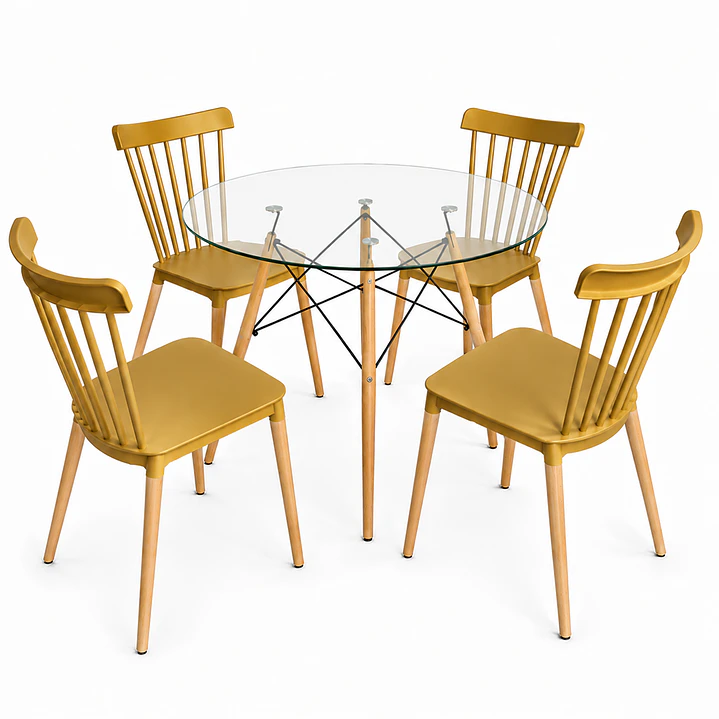 Comedor Heidi (Mesa redonda Vidrio + 4 Sillas Windsor)  7