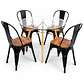 Comedor Laos (Mesa Redonda Vidrio + 4 Sillas Tolix Madera)  - Miniatura 1