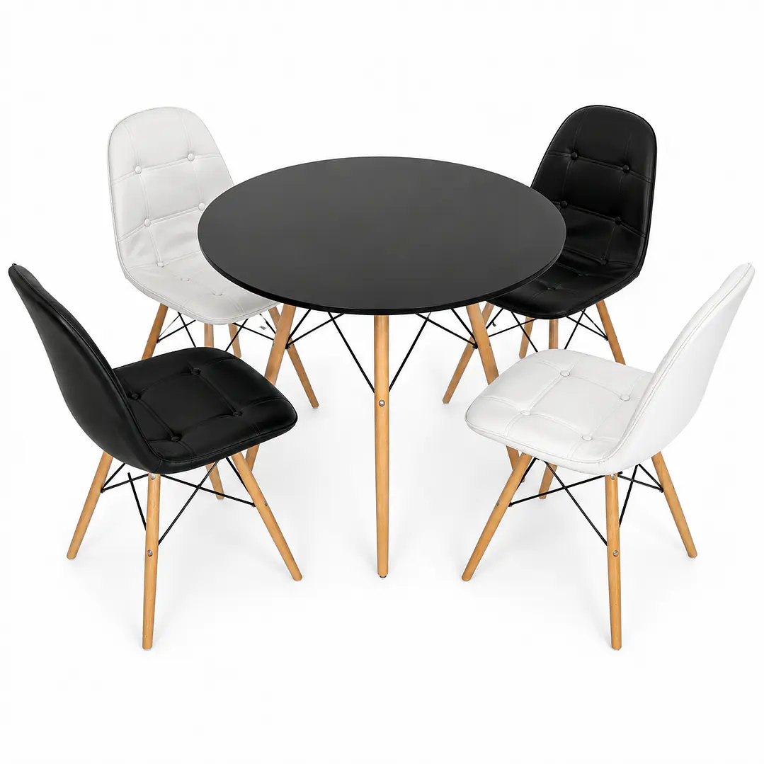 Comedor Burgos (Mesa Eames 80D Negra + 4 Sillas Buckle) 1