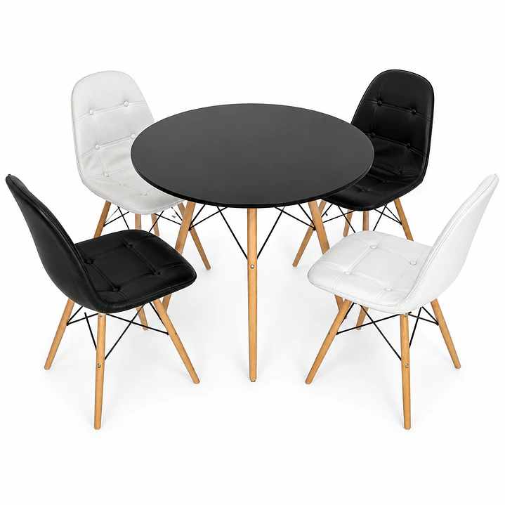 Comedor Burgos (Mesa Eames 80D Negra + 4 Sillas Buckle) 1