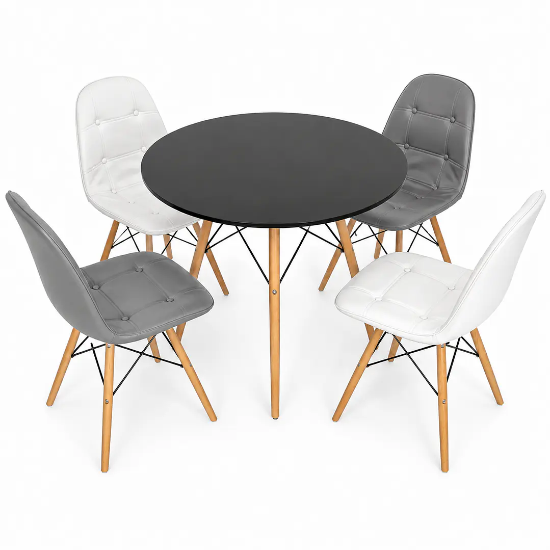 Comedor Burgos (Mesa Eames 80D Negra + 4 Sillas Buckle) 2