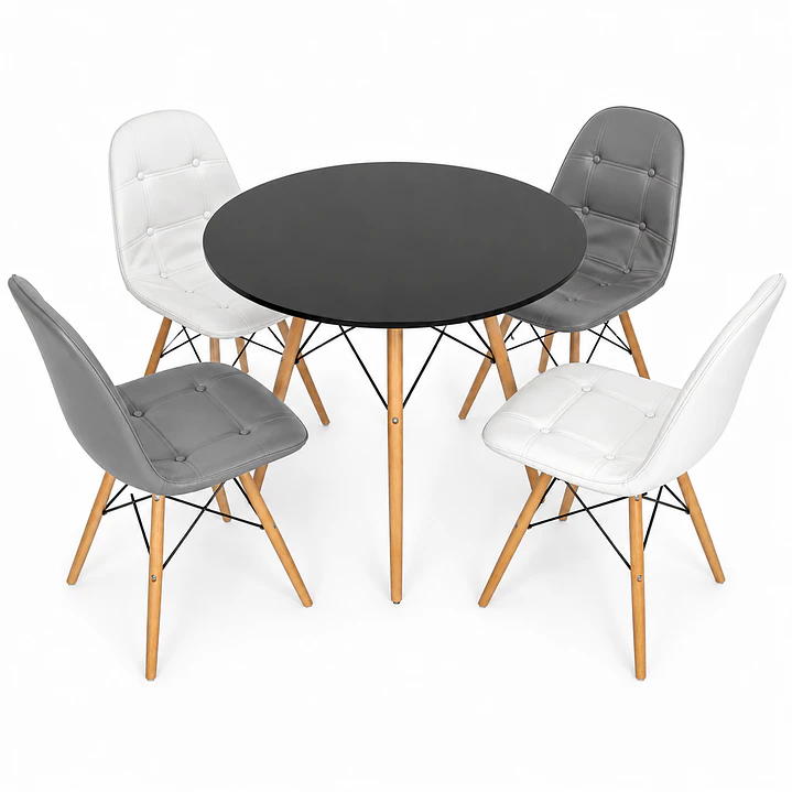 Comedor Burgos (Mesa Eames 80D Negra + 4 Sillas Buckle) 2