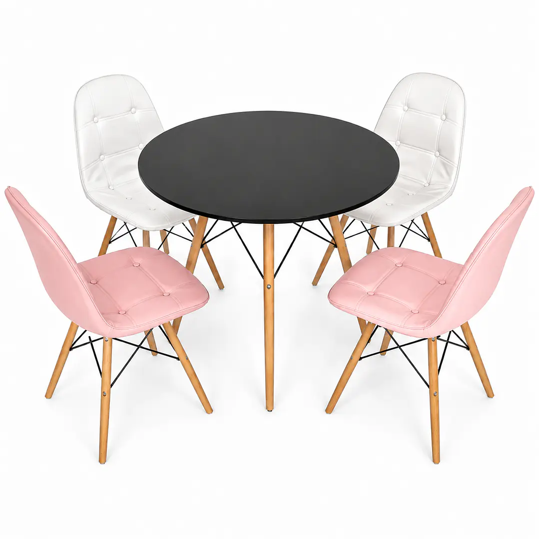 Comedor Burgos (Mesa Eames 80D Negra + 4 Sillas Buckle) 3