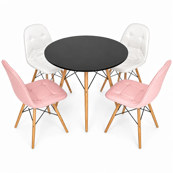 Comedor Burgos (Mesa Eames 80D Negra + 4 Sillas Buckle) 3