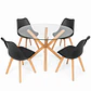 Comedor Vina (Mesa Vidrio Redonda Pata cruz + Sillas Oak) - Miniatura 1
